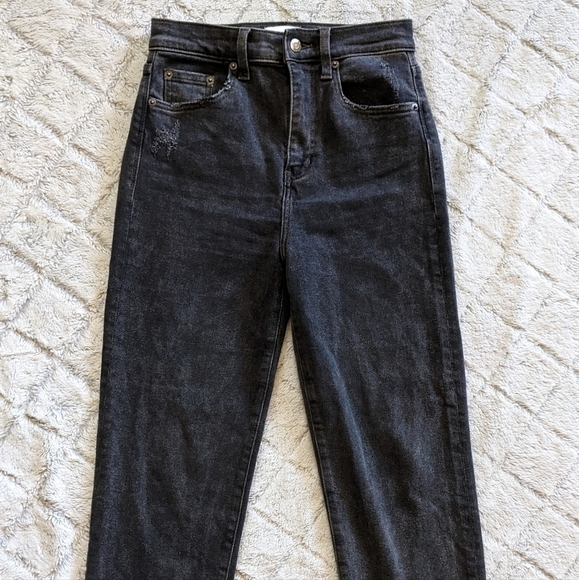 Pistola High Waist Raw Hem Wide Leg Jeans Women’s 25 Black Crop - Picture 1 of 5